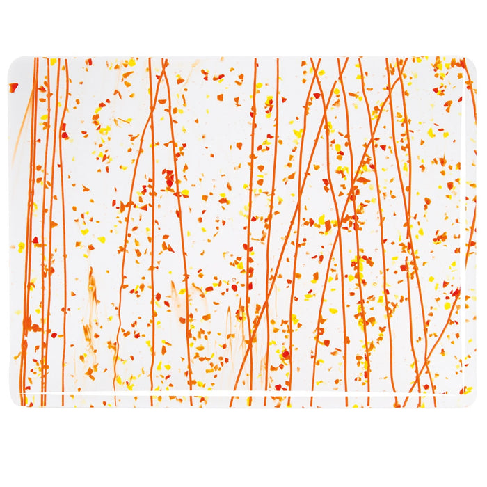 Red, Orange and Yellow Frit, Orange Streamers Clear Base Bullseye Sheet 4211