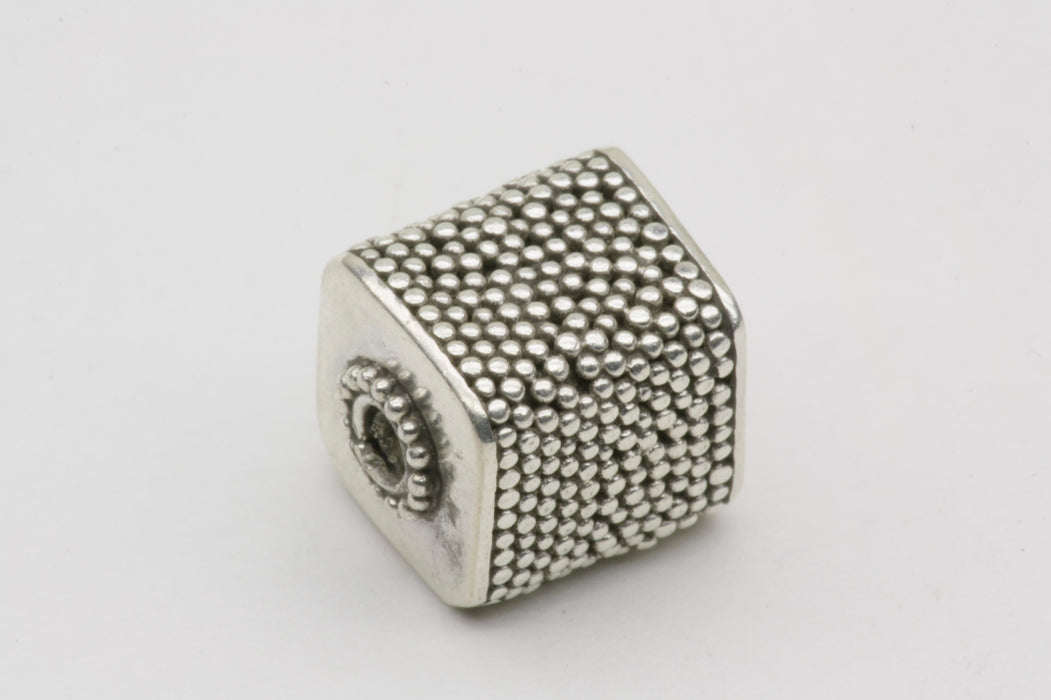 Dotted Cube Bead Sterling Silver