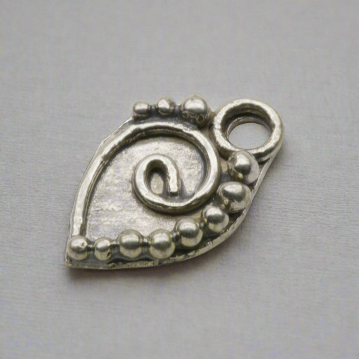 Swirl Teardrop Dangle Charm Sterling Silver