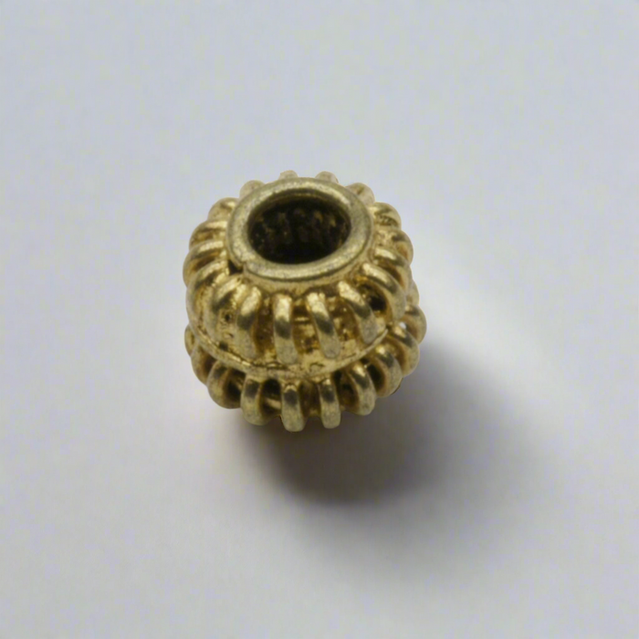 Golden Ribbed Antique Vermeil Bead