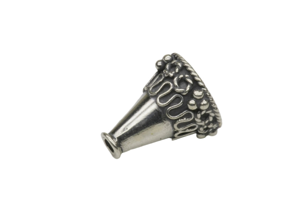 Elegant Cone Bead Charm Sterling Silver