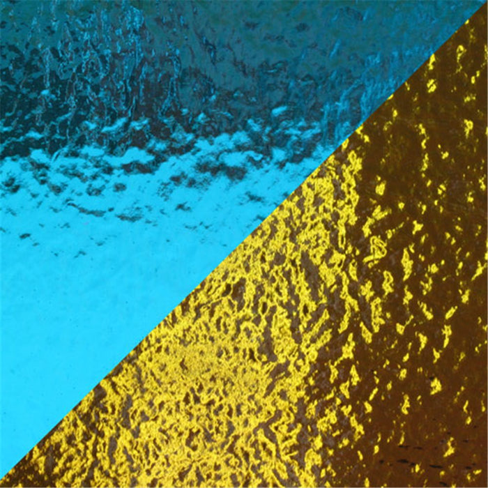 Light Blue/Gold Dichroic 20cm on Clear Sheet COE 104