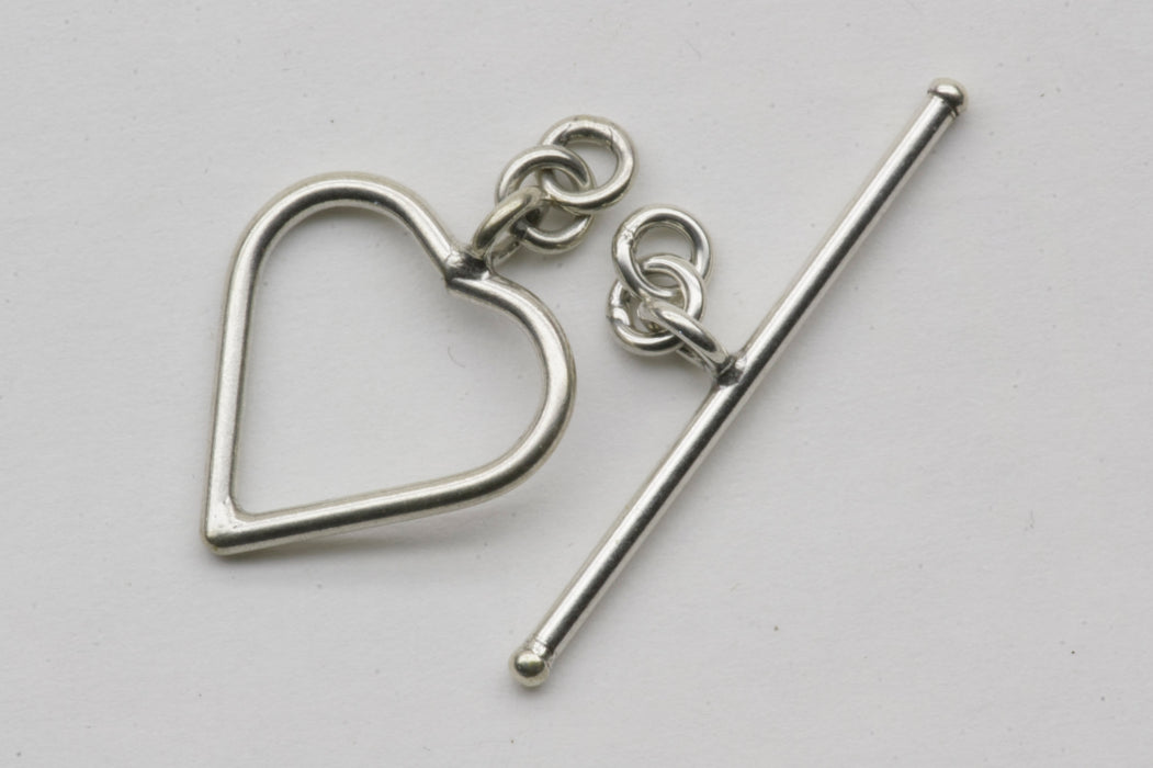 Sterling Silver Simple Heart Toggle