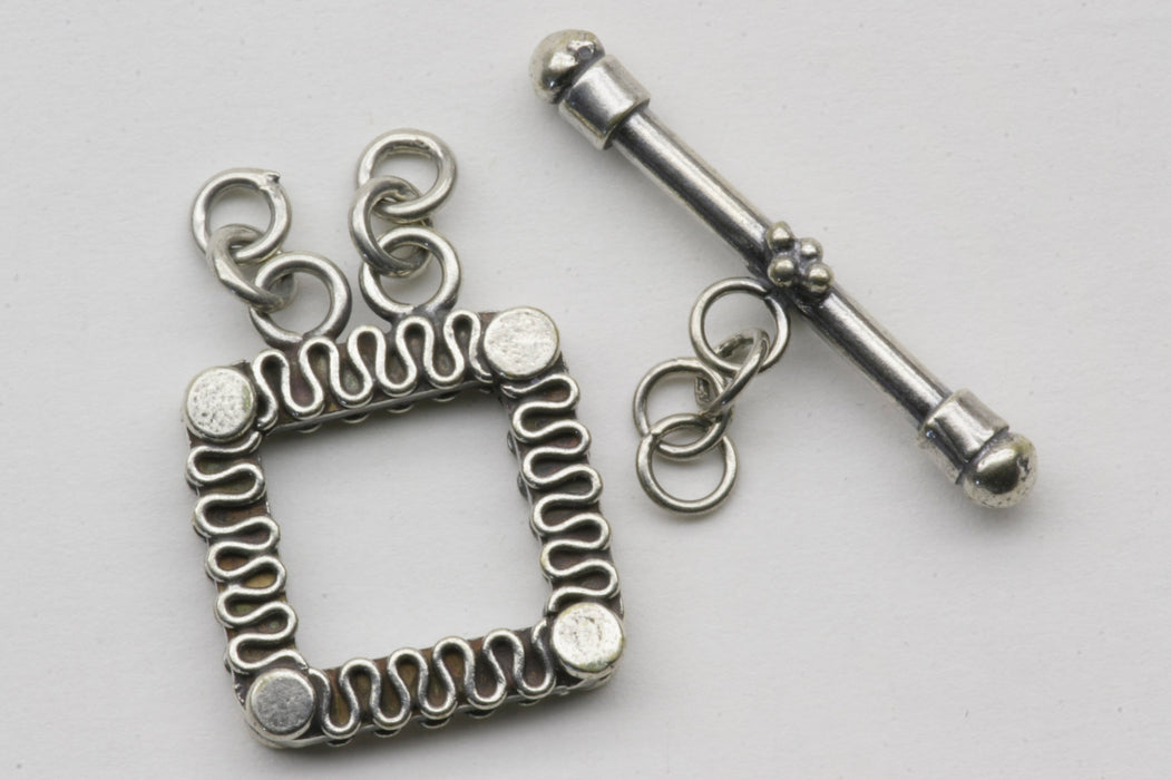 Sterling Silver Square Twist Toggle