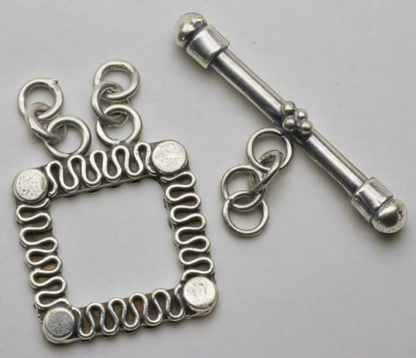 Sterling Silver Square Twist Toggle