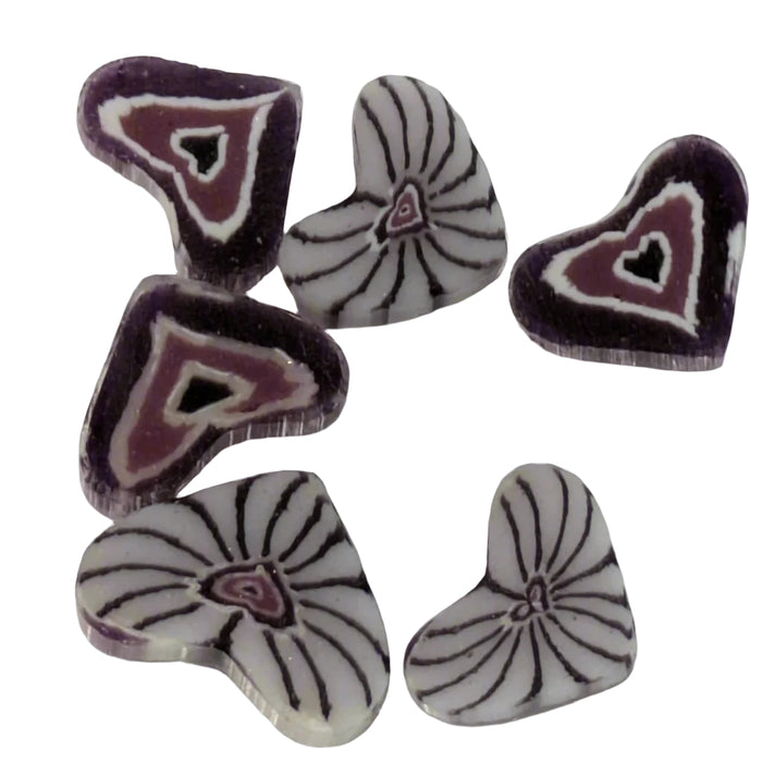 Purple Extra Large Hearts Millefiori Murrine COE090