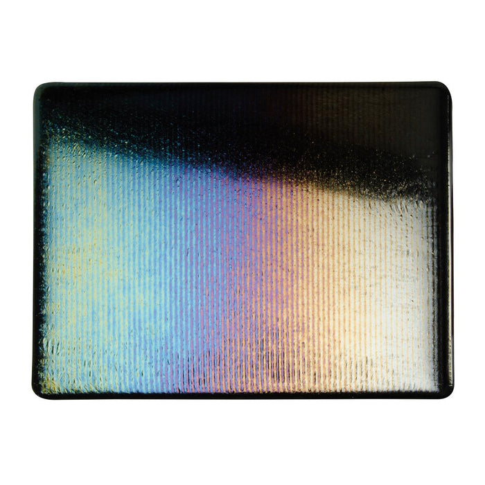 Black, Reeded Texture with Iridescent Rainbow Opaque Bullseye Sheet 054