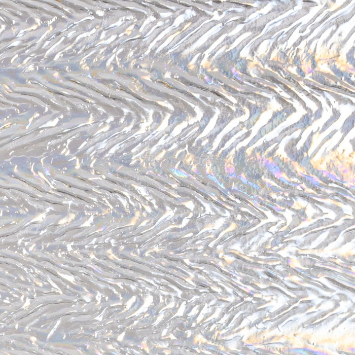 Clear Granite, Herringbone Ripple with Rainbow Iridise Transparent Bullseye Sheet 1101